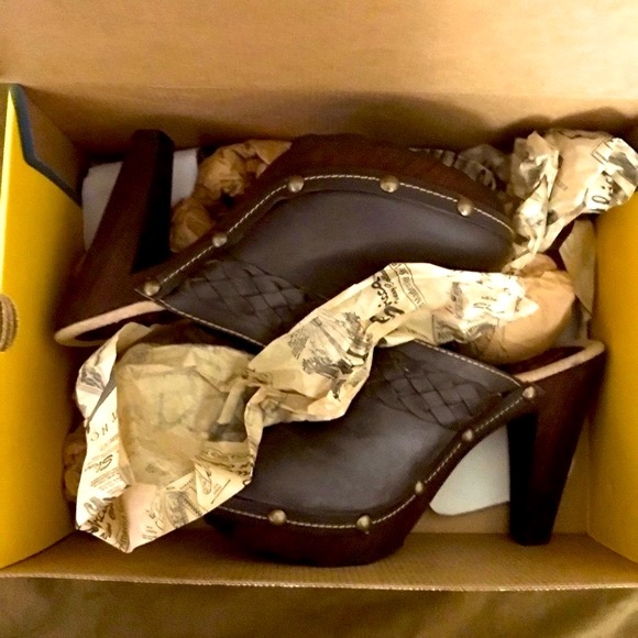NIB Sbicca Vintage Collection 70’s Inspired Thalia Brown Leather Mules Size 9 - Picture 6 of 6